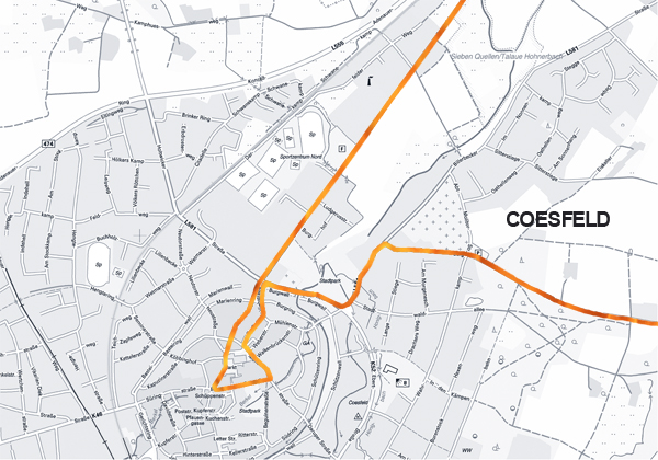 Streckenplan zur Ortsdurchfahrt Coesfeld