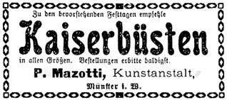 Pietro Mazzotti warb mit dem Verkauf von Kaiserbüsten (Quelle: Stadtmuseum Münster)