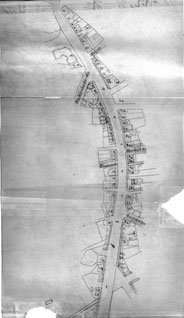 Zeichnung der Häuser an der Weseler Straße mit alten und neuen Hausnummern, ca. 1904 (Stadtarchiv; Stadtregistratur Fach 65, Nr. 10)