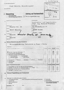 Antrag auf Nutzungsänderung von Fahrschule zu Küche & Esszimmer von 1994 (Amt für Wohnungswesen)