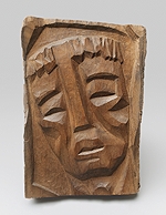 Holzrelief Christuskopf mit Dornenkrone