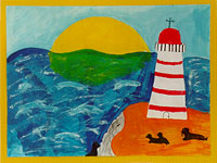 "Leuchtturm mit Seelöwen"